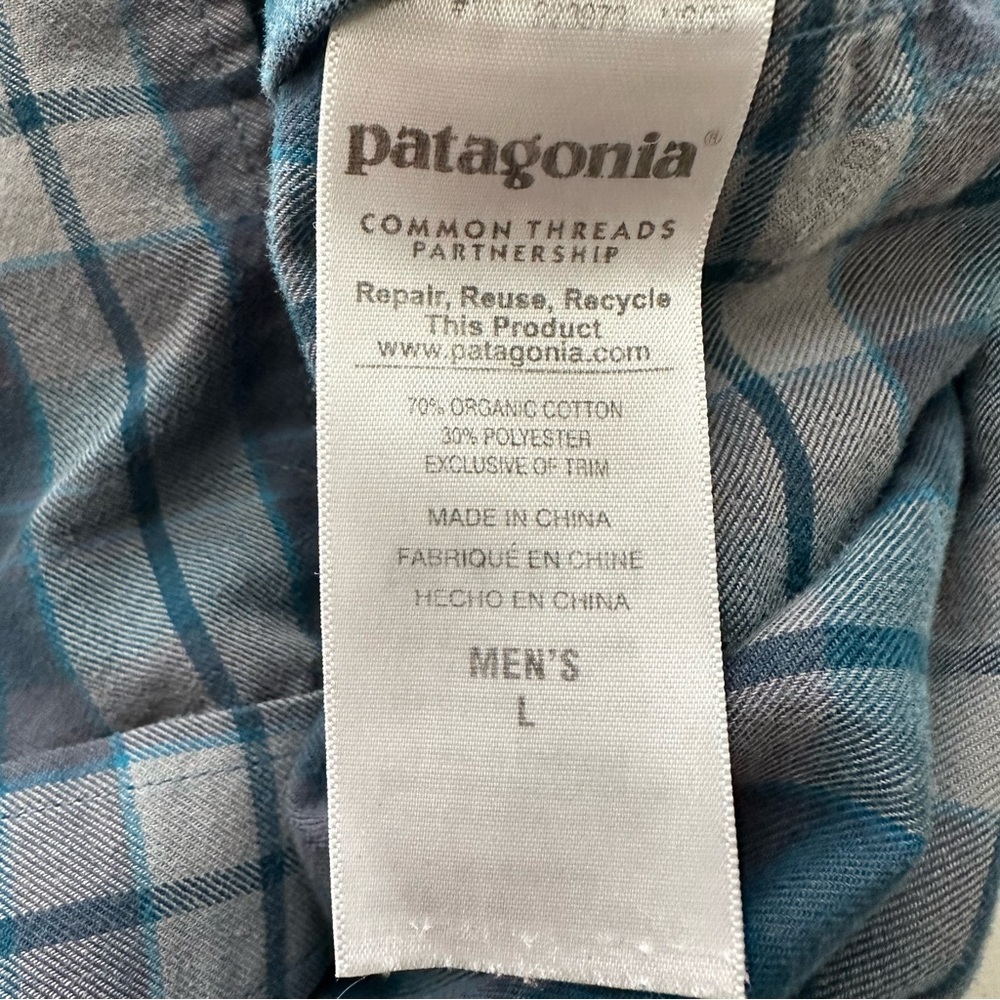 PATAGONIA Buckshot Organic Long Sleeve Button Down Plaid Shirt Men’s Size Large - Picture 5 of 8